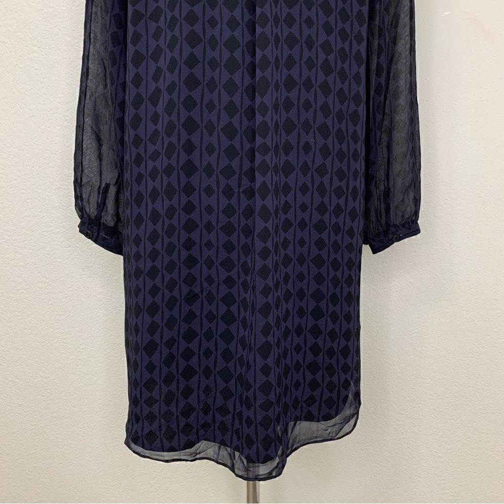 CAbi Harlequin Purple Shirtdress Black Diamond Print Sheer Sheath Dress - Picture 10 of 12